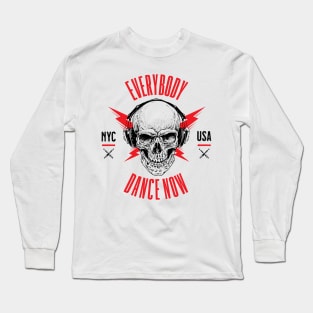 DJ Skull #02 Black Long Sleeve T-Shirt